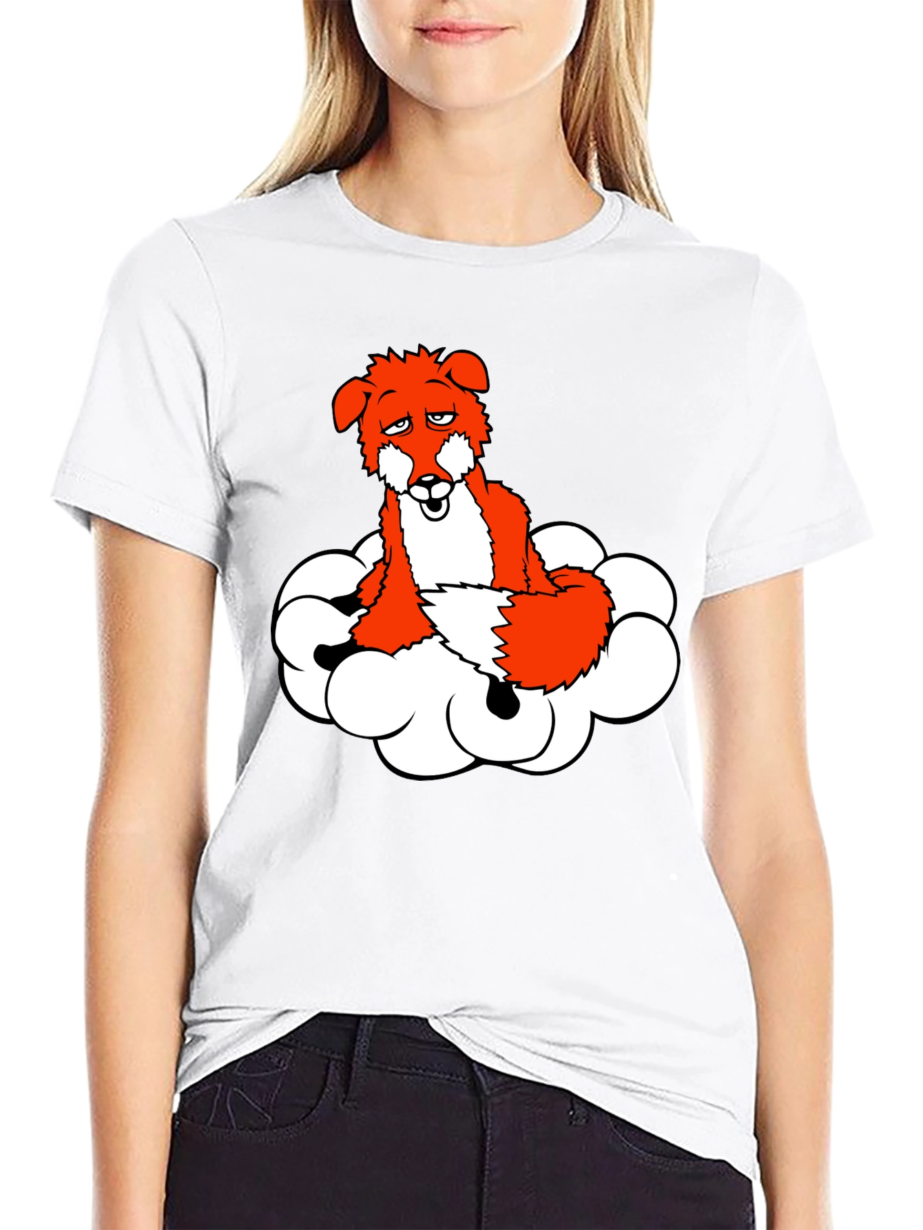 Black Fox on Cloud T-Shirt - Unique Graphic Tee view 9