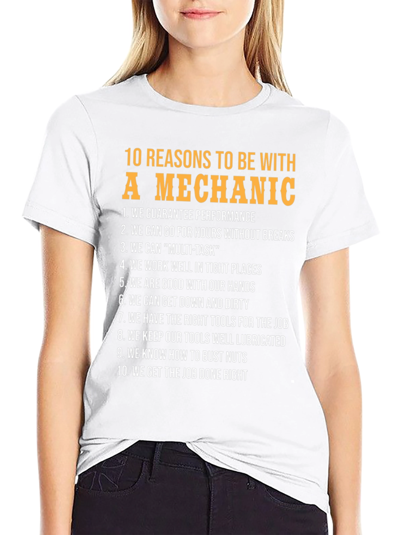 Black 10 Reasons To Be With A Mechanic T-Shirt view 9