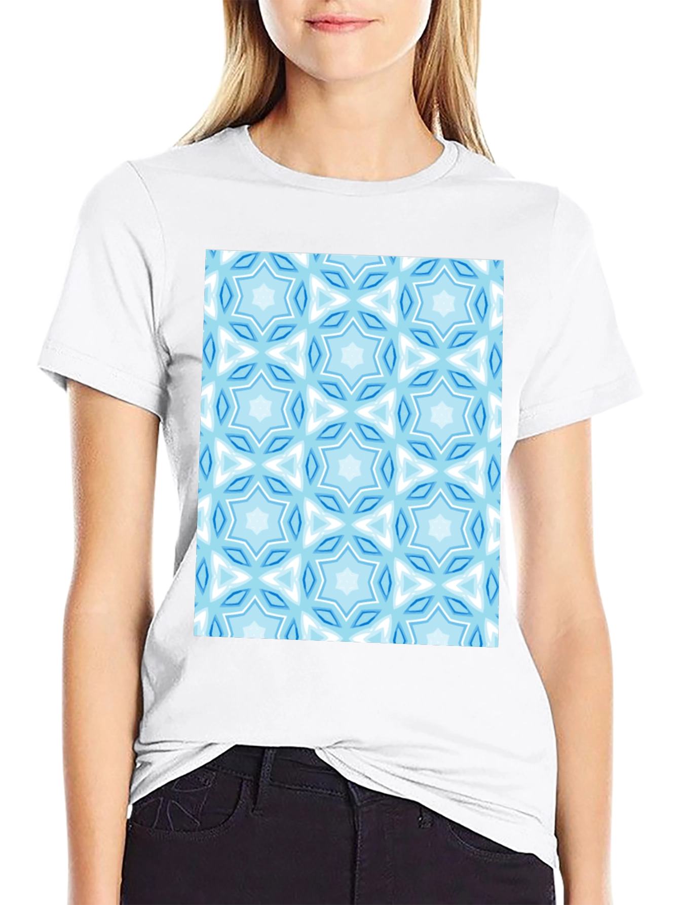 Black Blue Star Pattern T-Shirt view 9