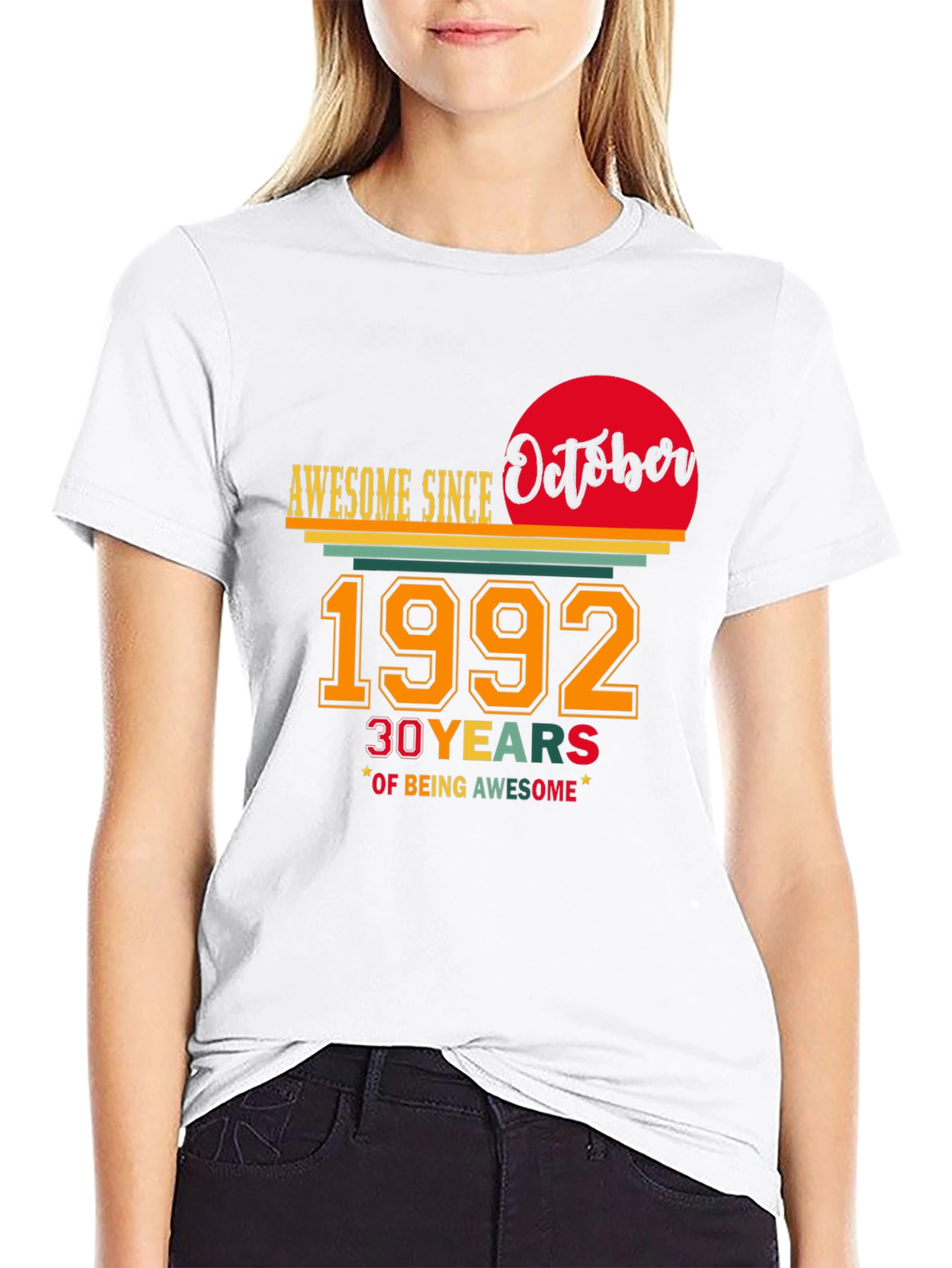 Black Awesome Since October 1992 - 30th Birthday T-Shirt view 9