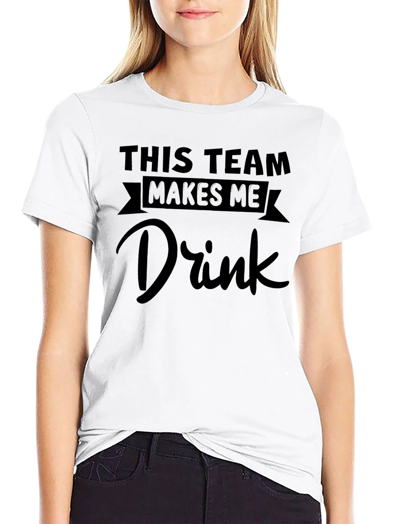 Black Funny "This Team Makes Me Drink" Graphic T-Shirt view 9