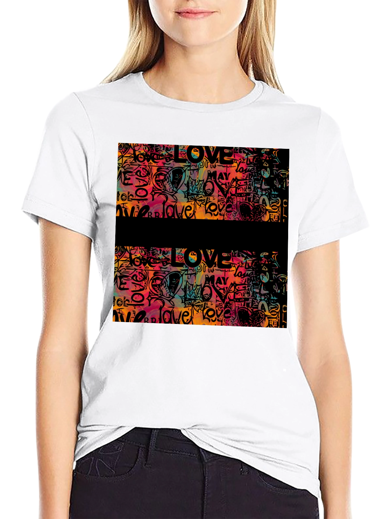 Black Love Graffiti Graphic Tee - Men's Black T-Shirt view 9