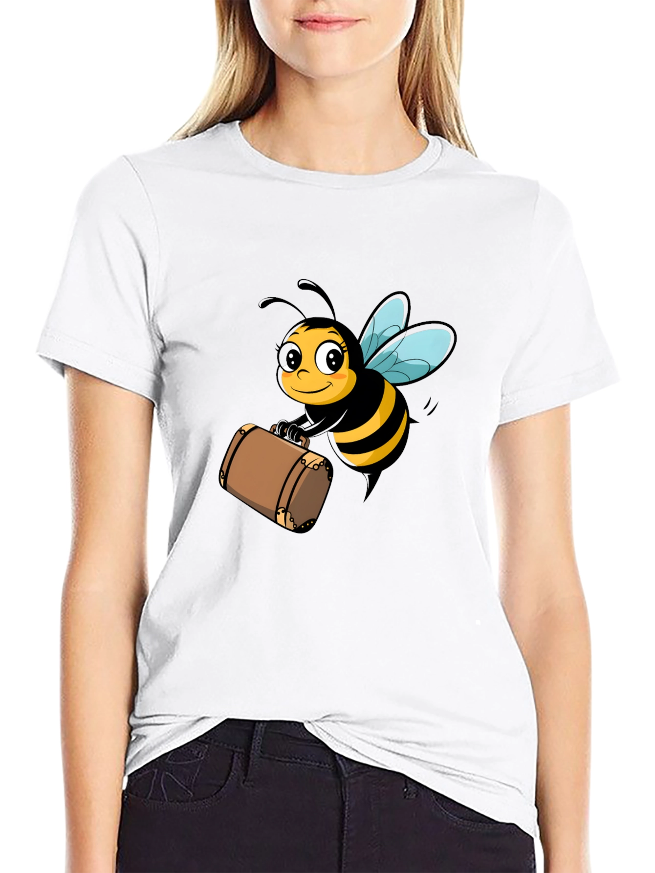 Black Bee Travel T-Shirt - Black Cotton Tee view 9