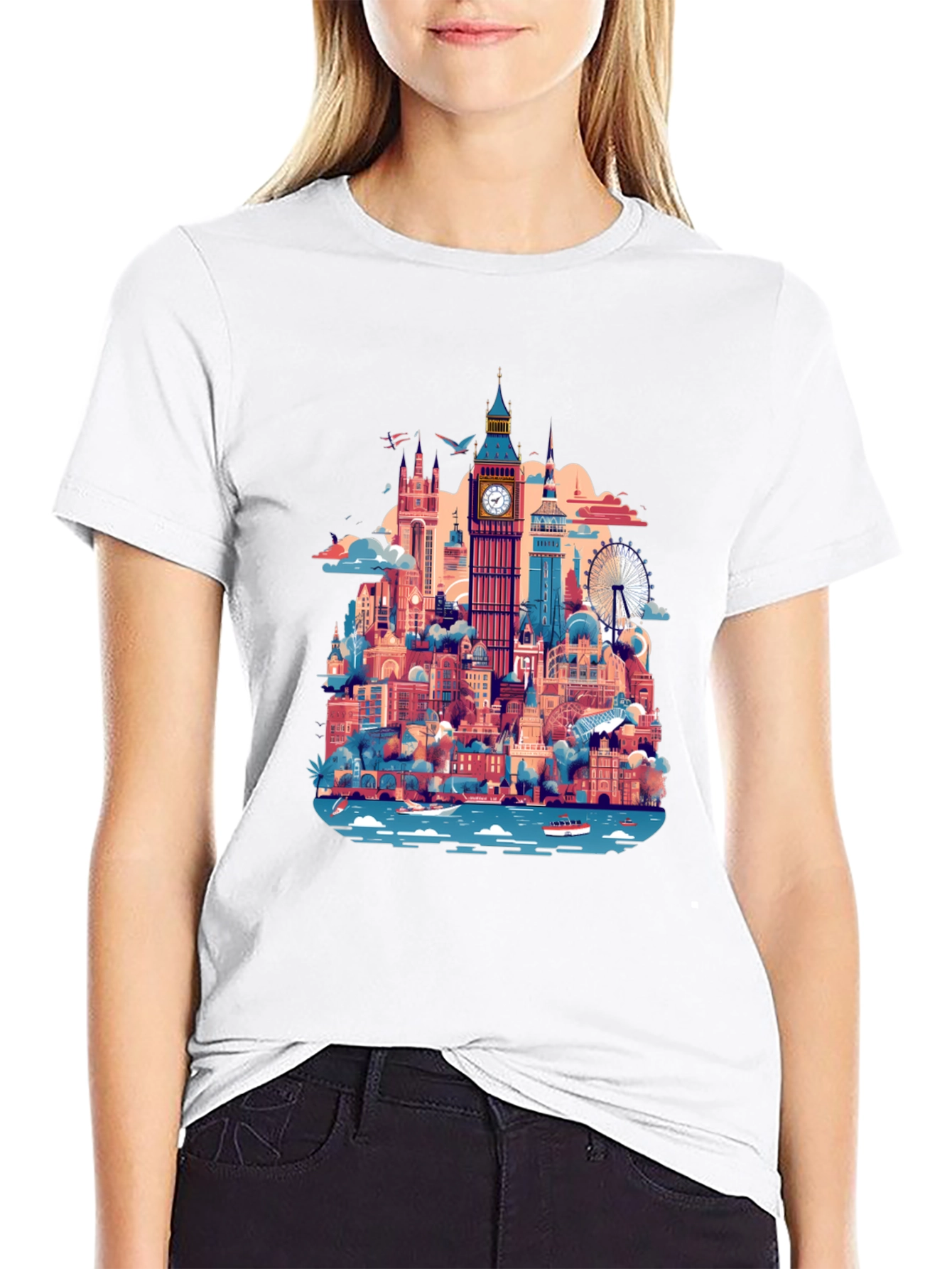 Black London Skyline Graphic Tee - Black view 9