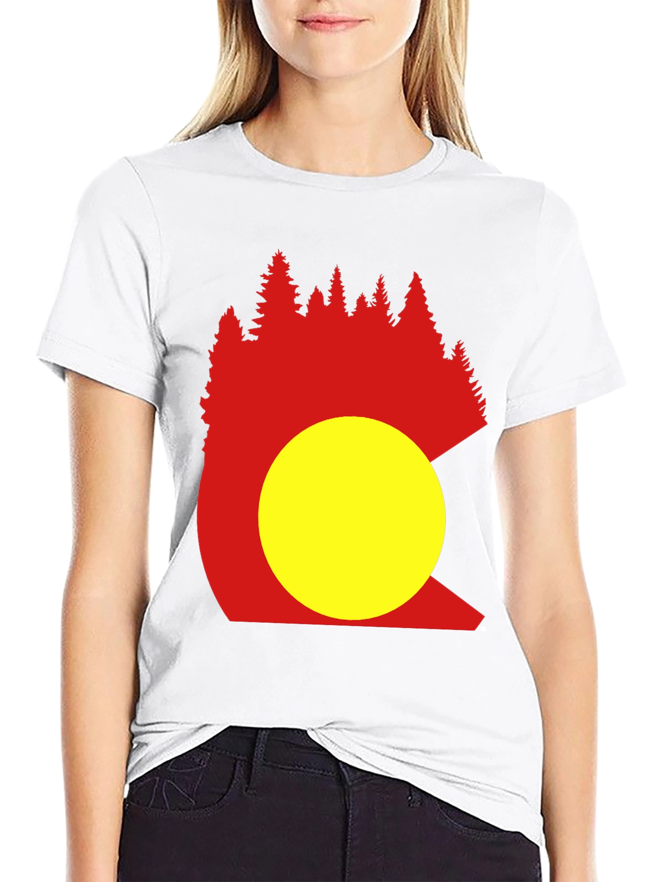 Black Colorado Trees Men's Black Graphic T-Shirt view 9