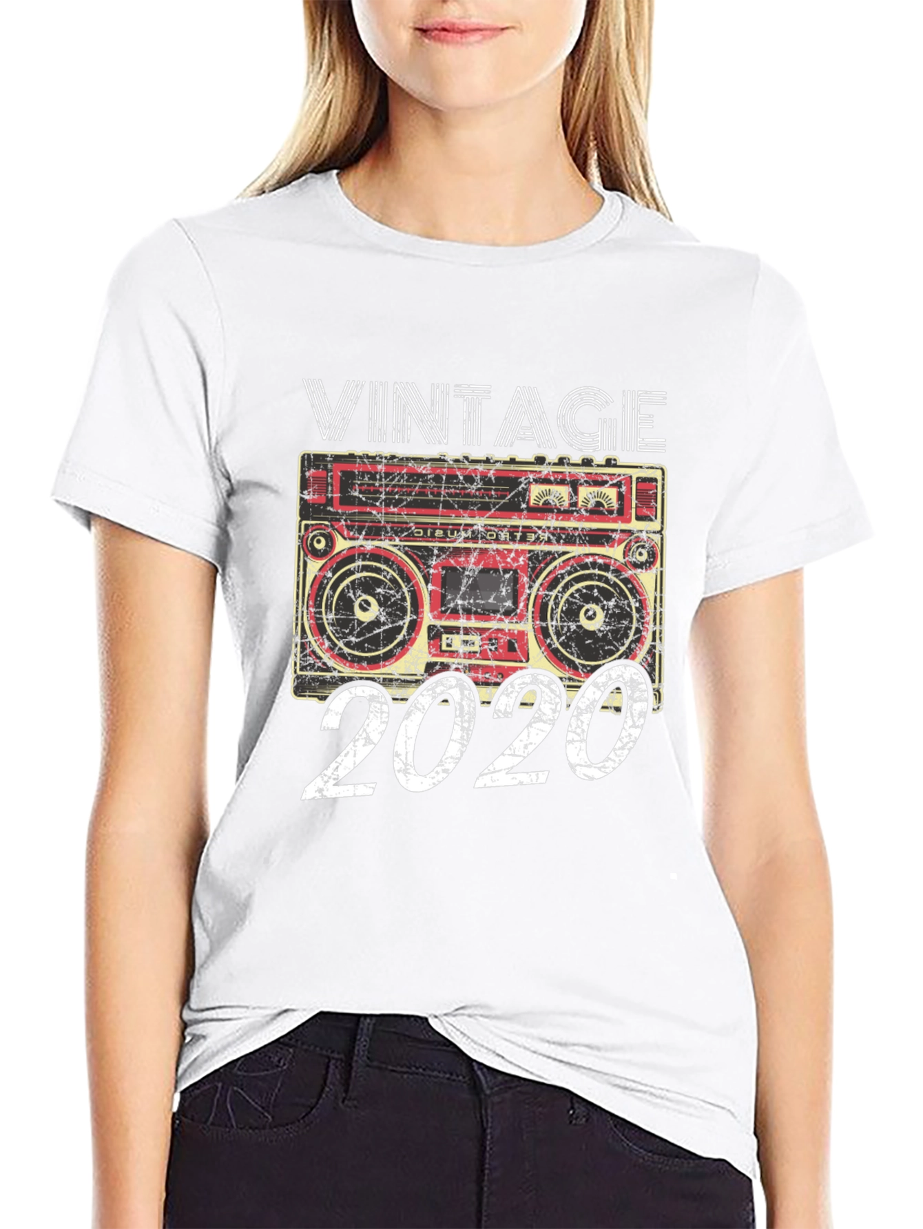 Black Vintage 2020 Boombox T-Shirt view 9