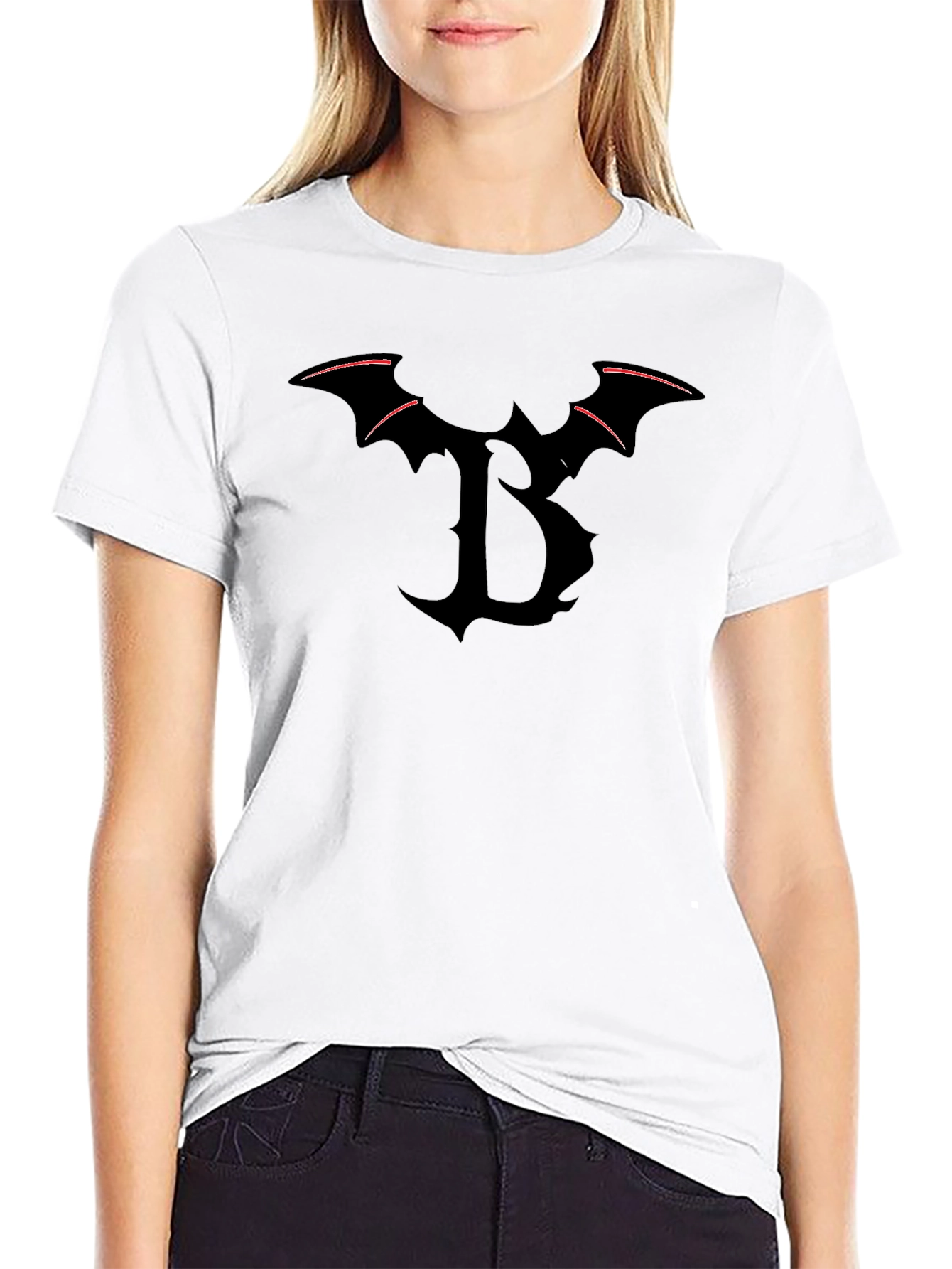Black Bat Letter B Black T-Shirt view 9