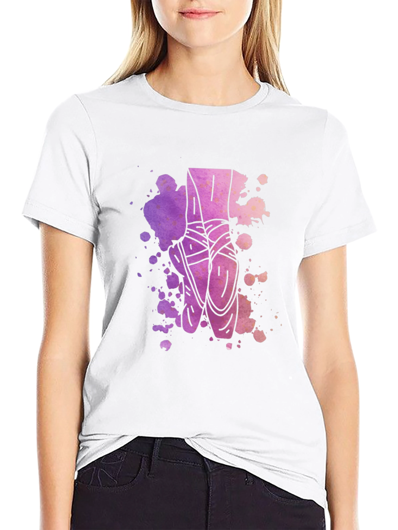 Black Ballet Pointe Shoes Graphic Tee - Artistic Design view 9