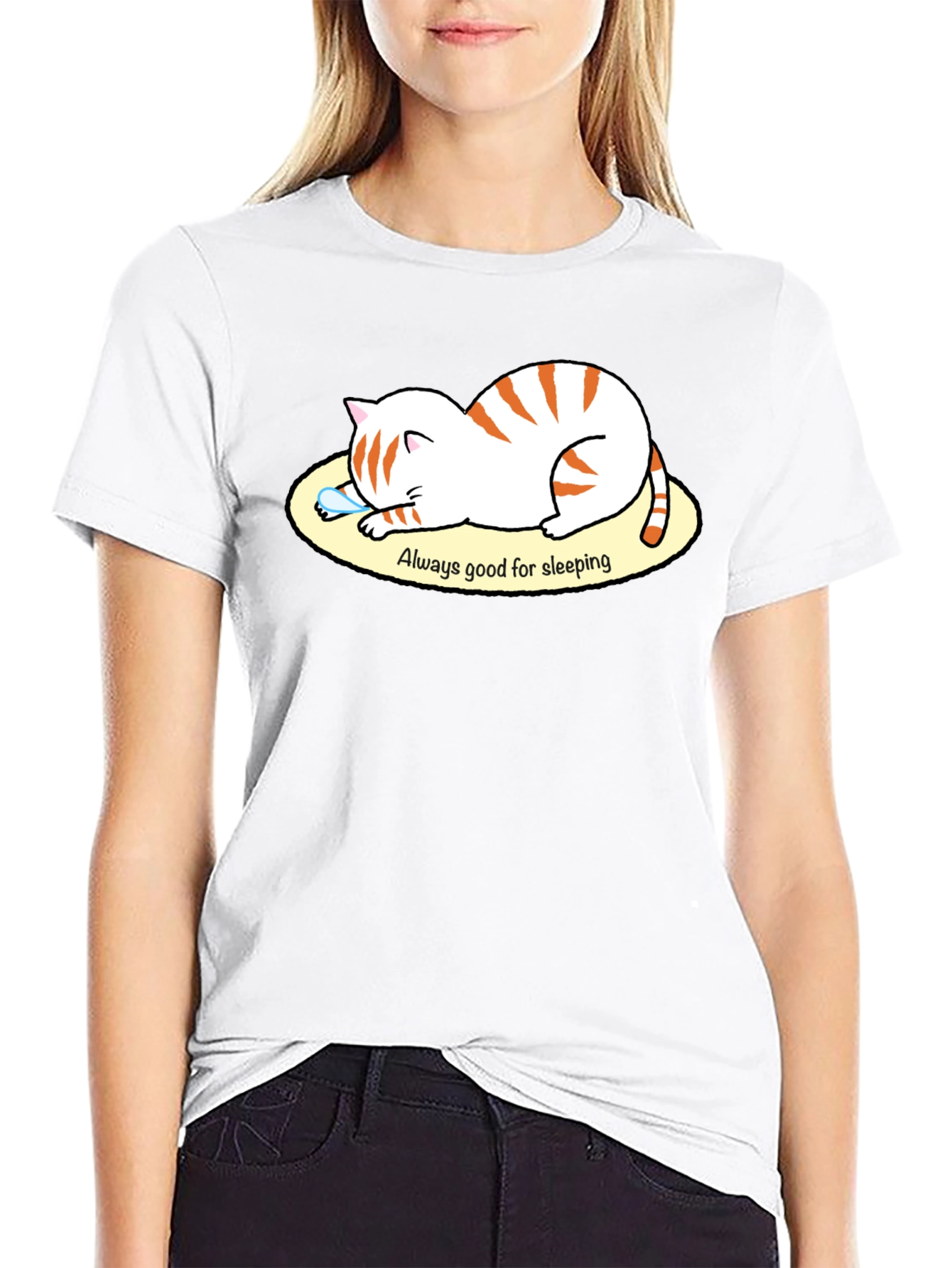 Black Always Good for Sleeping Cat Graphic T-Shirt view 9