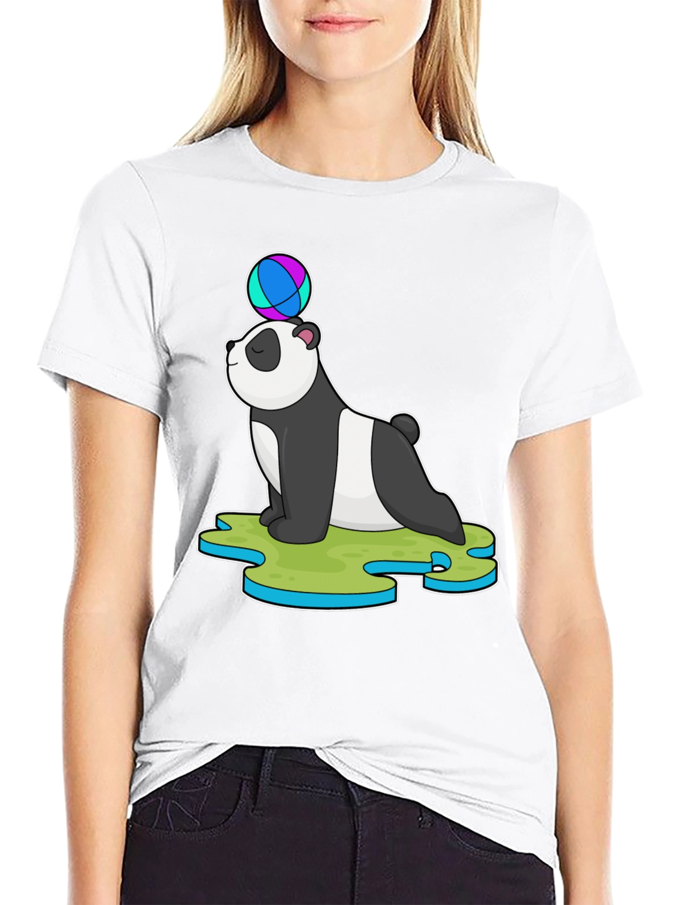 Black Panda Balancing Ball T-Shirt view 9