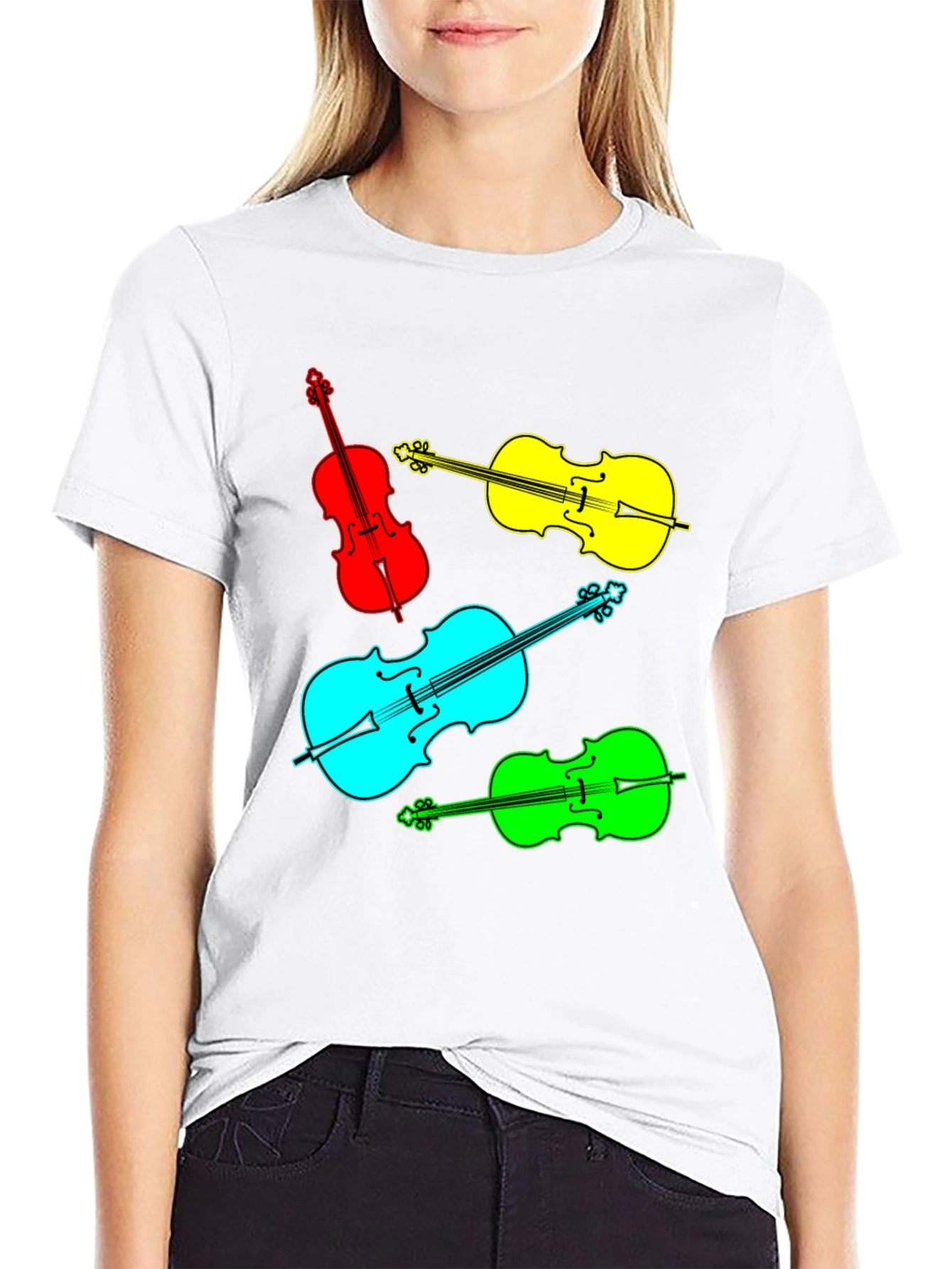 Black Vibrant Violin Graphic Tee - Musical Statement view 9