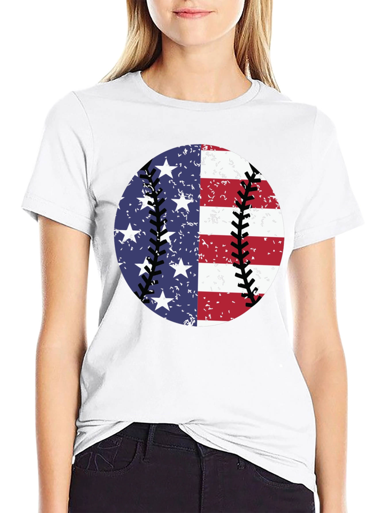 Black Patriotic Baseball T-Shirt: Stars & Stripes Tee view 9