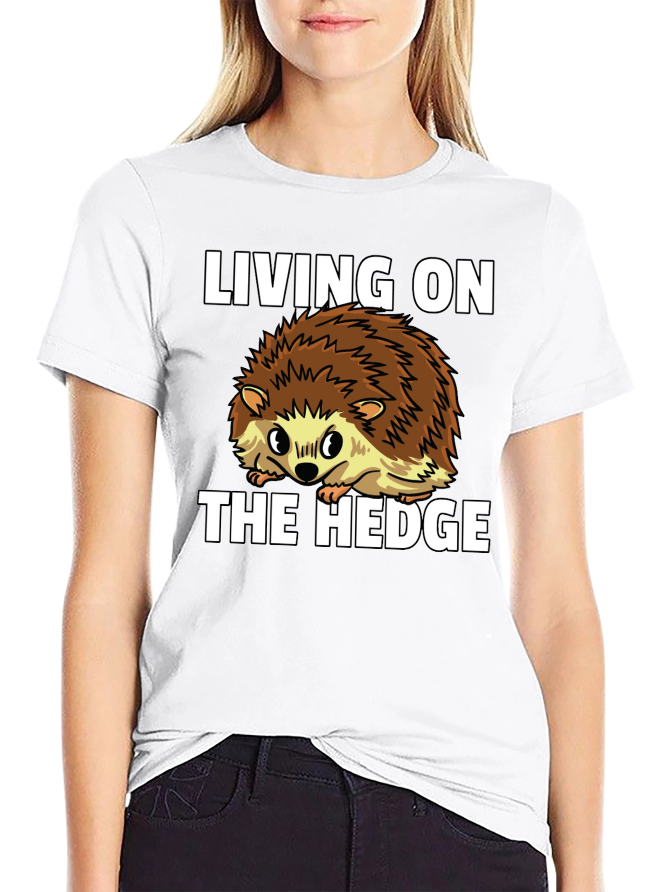 Black Living on the Hedge Hedgehog Graphic Tee view 9