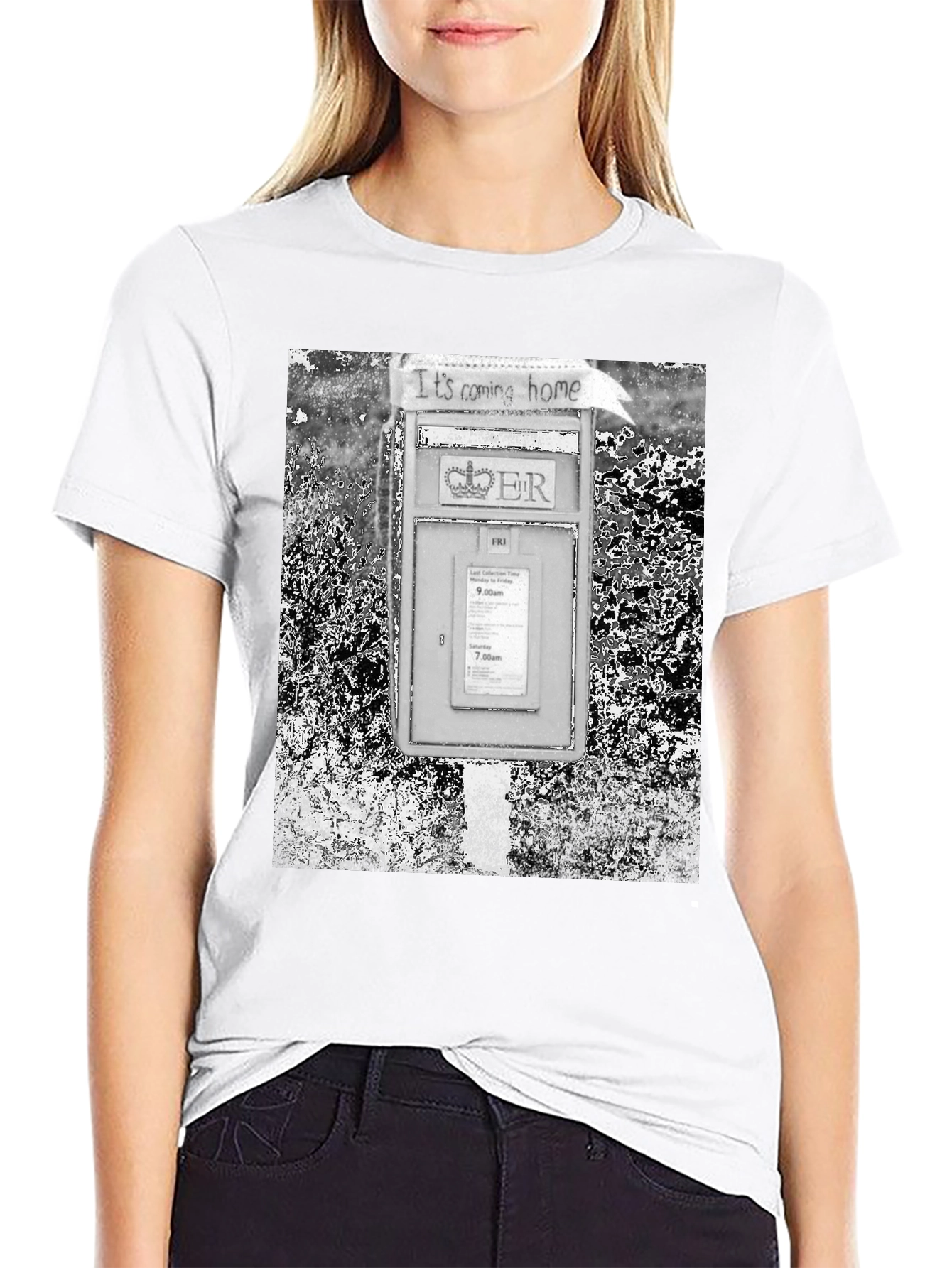 Black Retro British Mailbox T-Shirt view 9