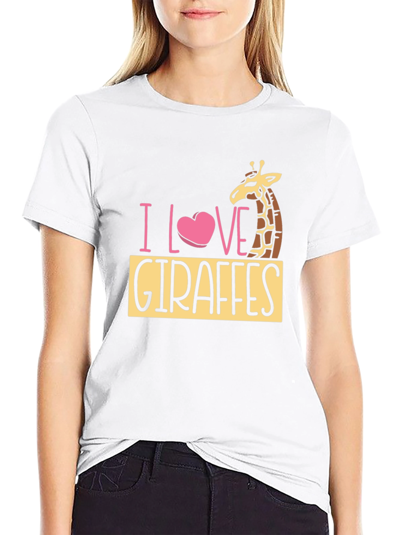 Black I Love Giraffes Black T-Shirt - Animal Lover Tee view 9