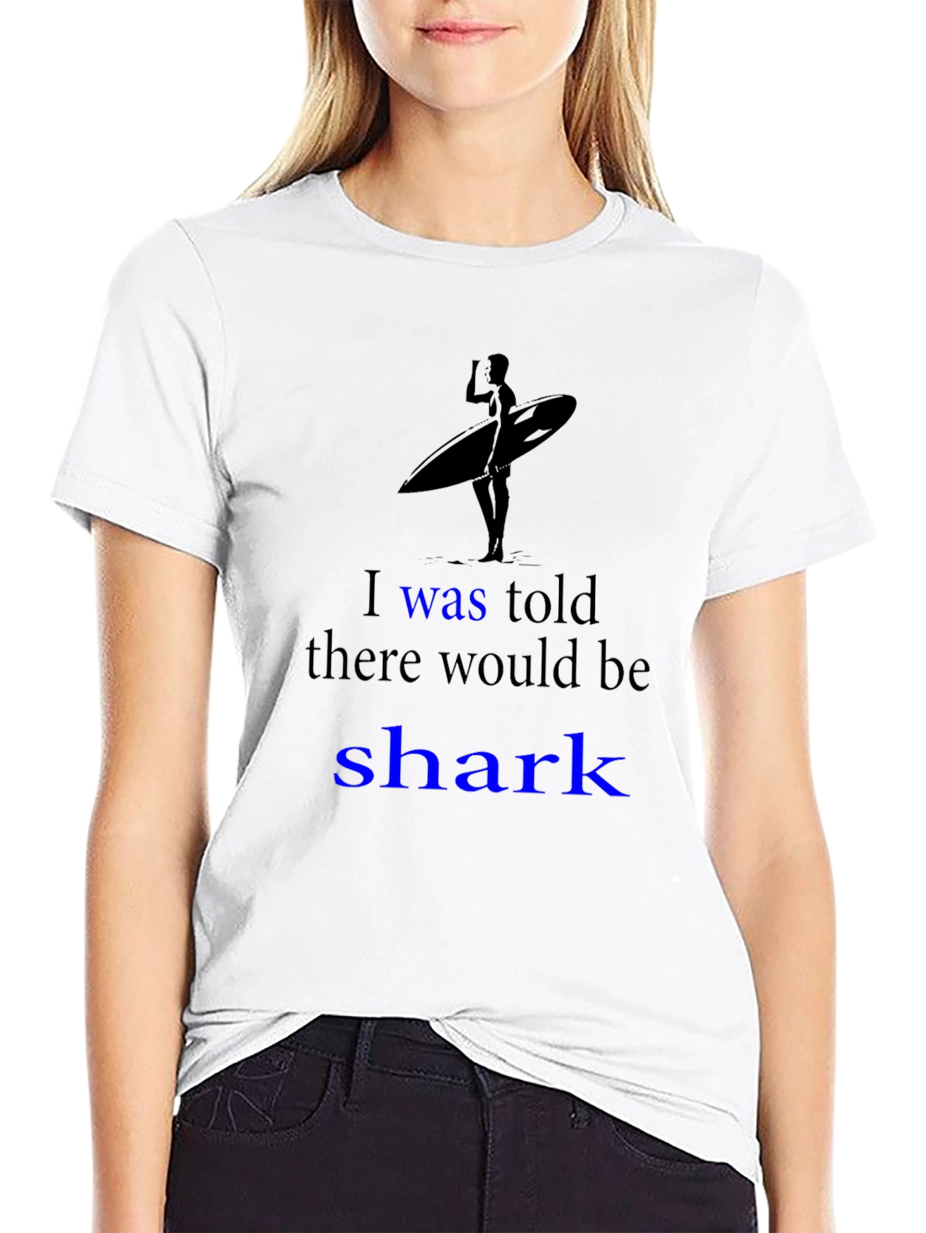 Black Shark Humor Graphic Tee - Surfer Design view 9