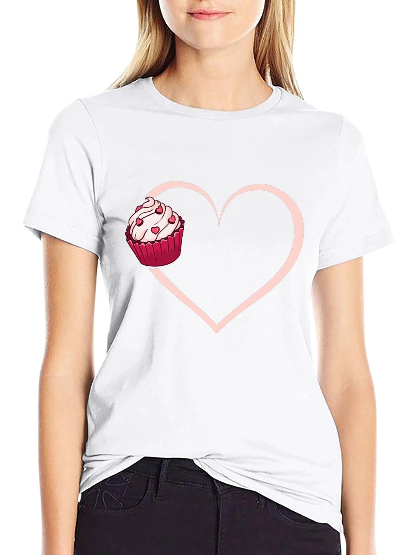 Black Cupcake Heart Graphic Tee - Sweet Love T-Shirt view 9