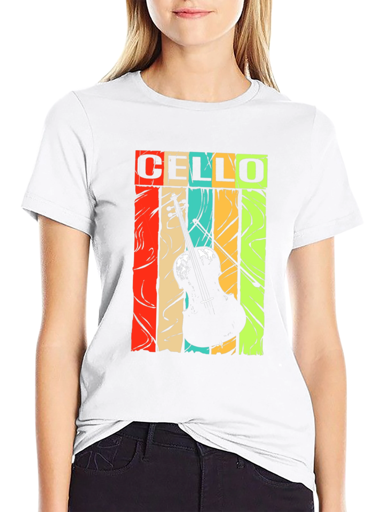 Black Cello Music T-Shirt - Retro Vintage Style Design view 9