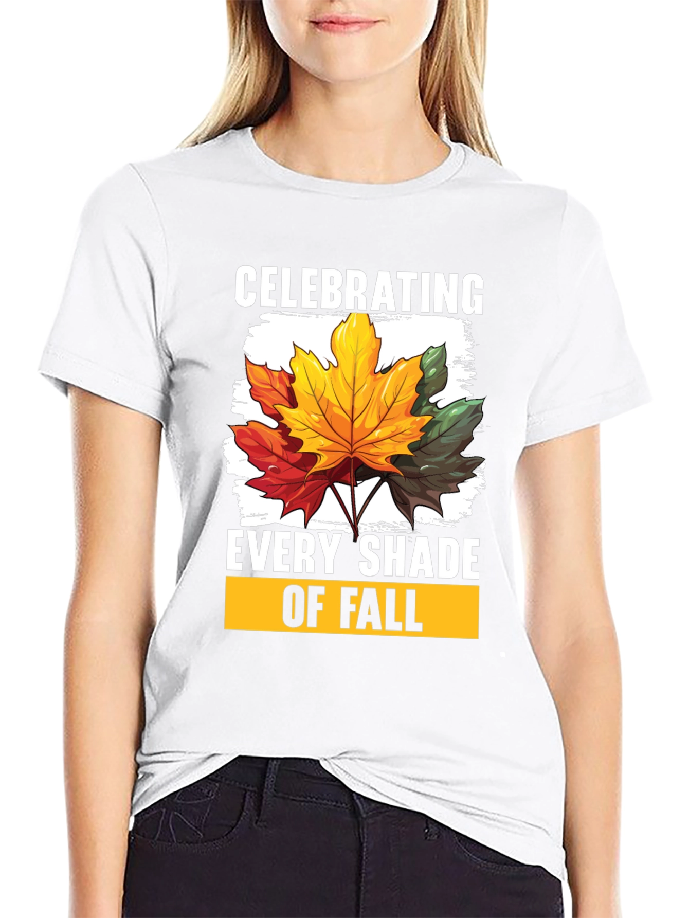 Black Fall Leaves T-Shirt - Celebrating Every Shade of Fall view 9