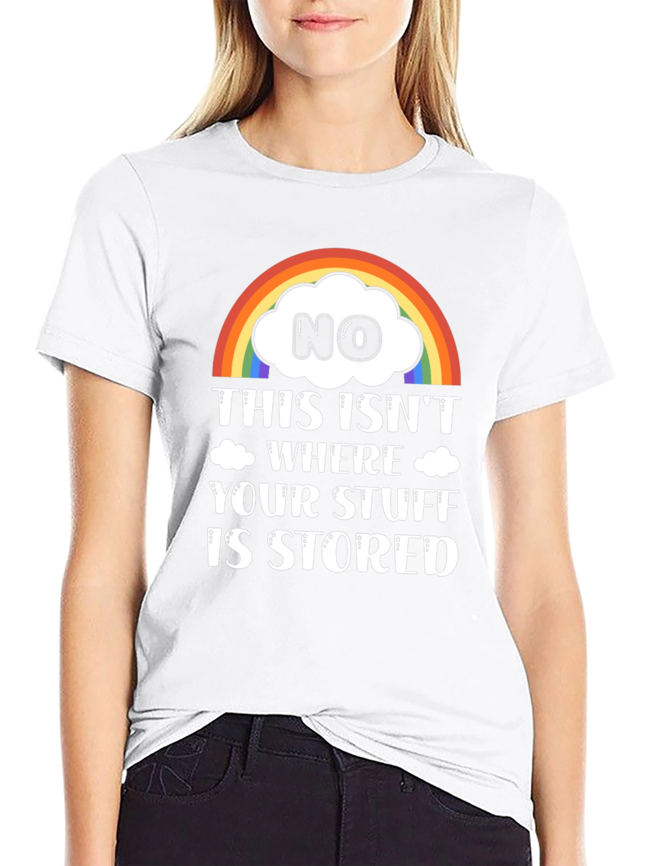 Black Funny Rainbow Cloud T-Shirt: Not Your Storage! view 9