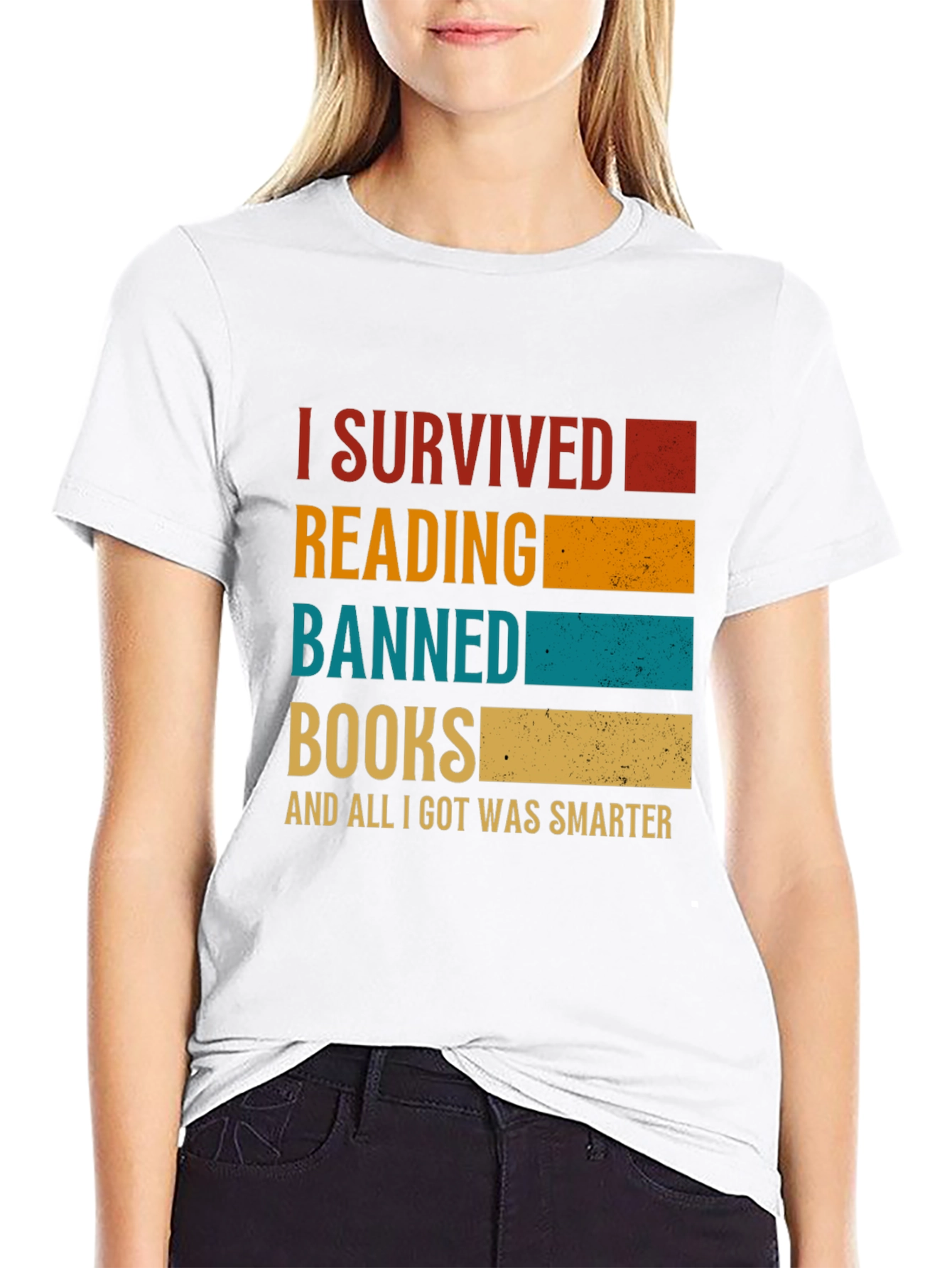 Black I Survived Reading Banned Books T-Shirt view 9