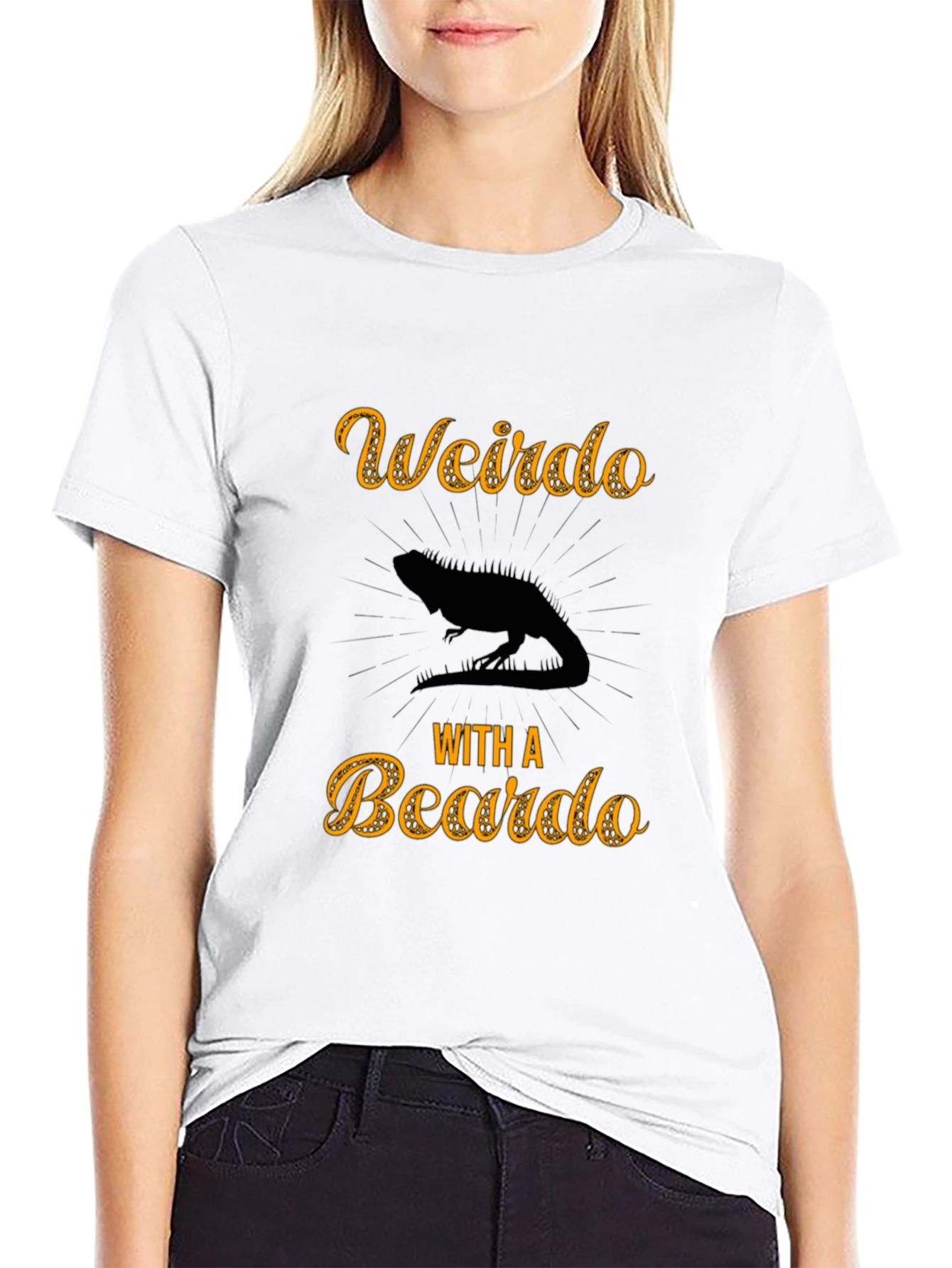 Black Weirdo With a Beardo Lizard Men's Black T-Shirt view 9