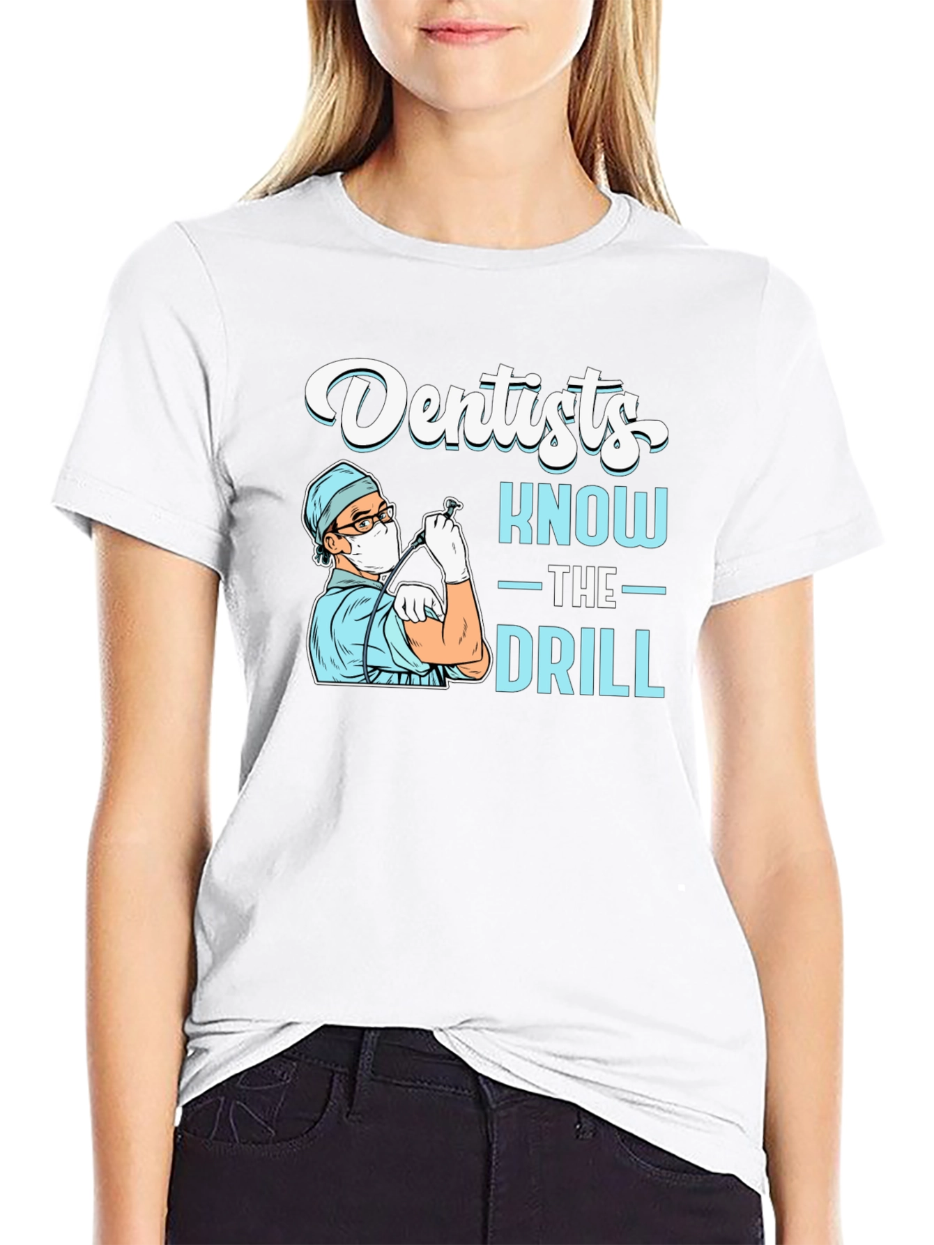 Black Dentist 'Know The Drill' Black T-Shirt view 9