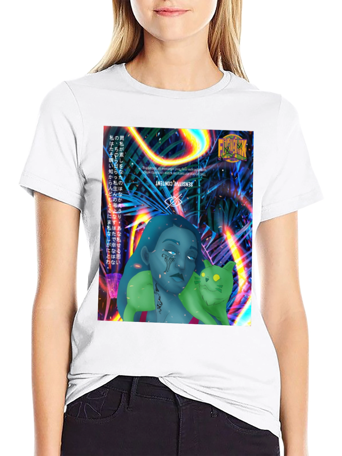 Black Graphic Print Tee - Edgy Streetwear view 9