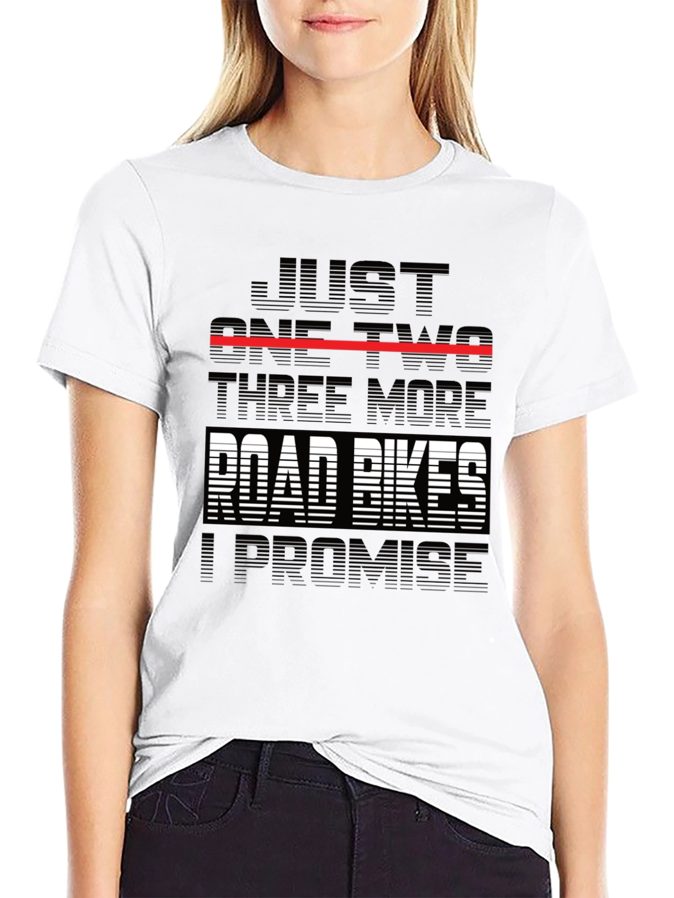 Black Funny Road Bike T-Shirt - "Just One Two Three More..." view 9