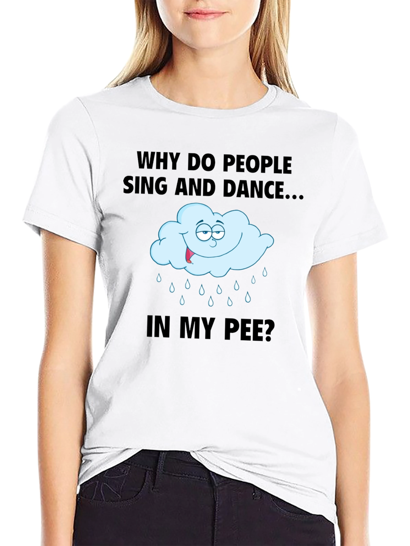 Black Funny 'Why Do People Sing...' Graphic T-Shirt view 9