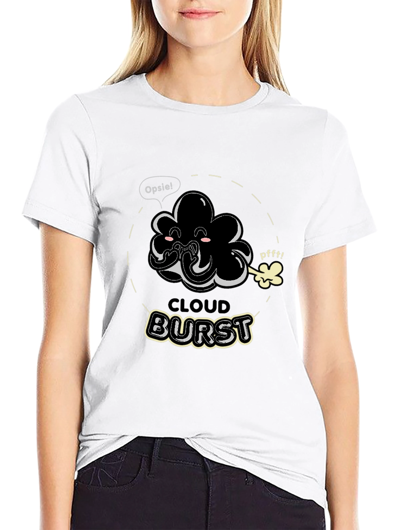 Black Cloud Burst Funny Graphic T-Shirt view 9