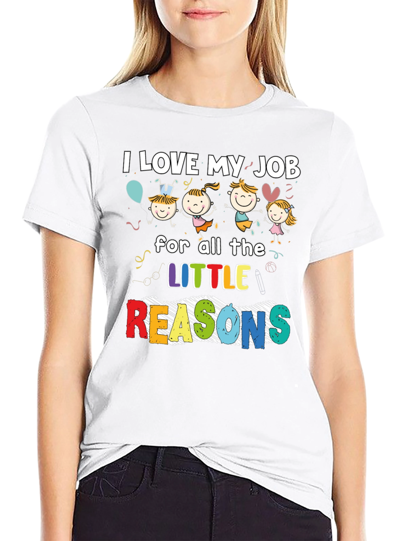 Black I Love My Job Teacher T-Shirt view 9