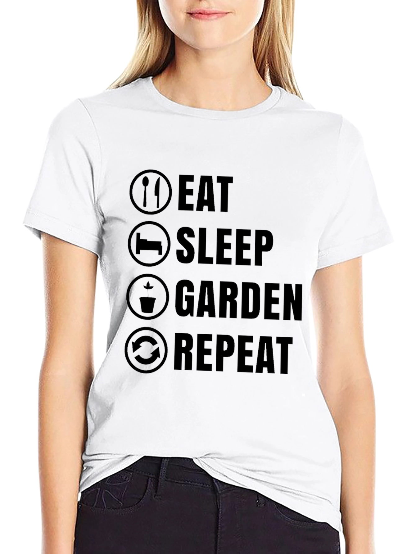 Black Eat Sleep Garden Repeat Graphic T-Shirt view 9