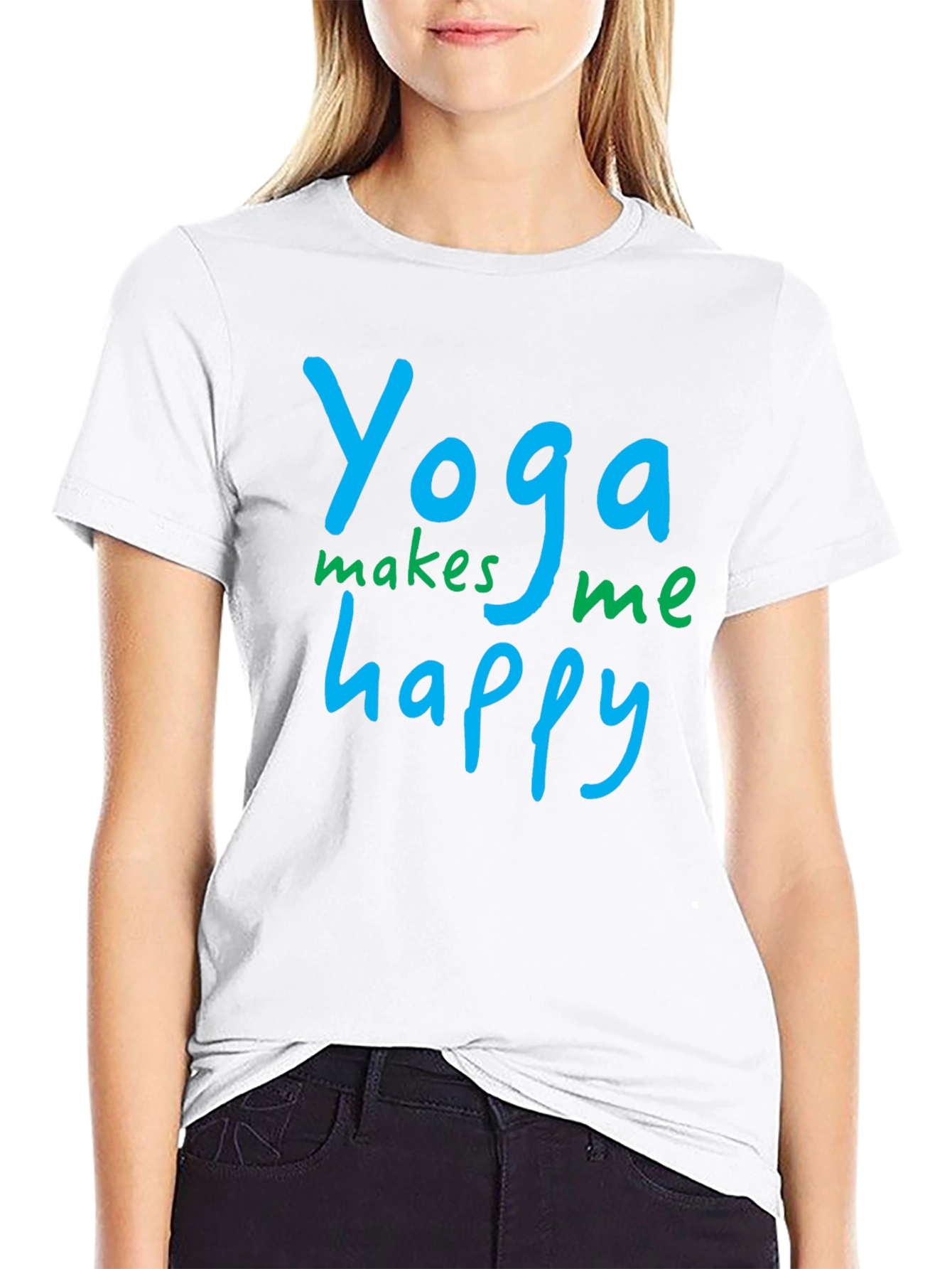 Black Yoga Makes Me Happy Black T-Shirt view 9