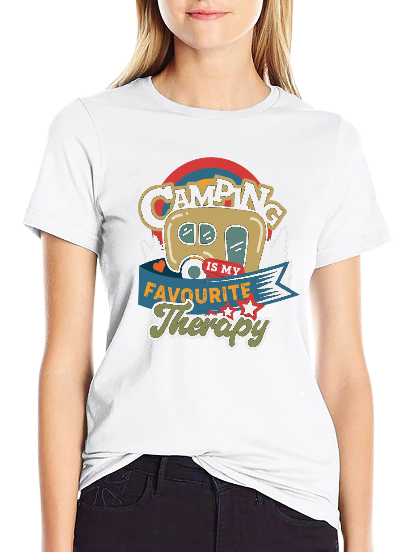 Black Camping Is My Favourite Therapy T-shirt view 9