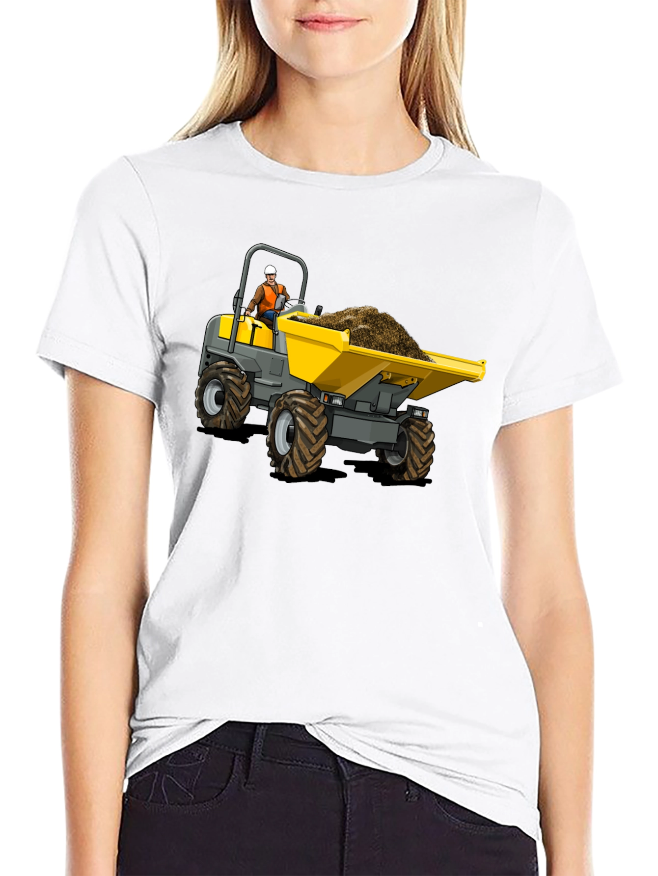 Black Construction Dumper Truck Graphic Tee view 9