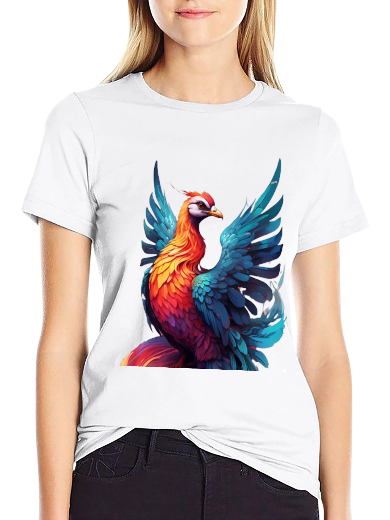 Black Vivid Phoenix Graphic T-Shirt - Bold Style view 9