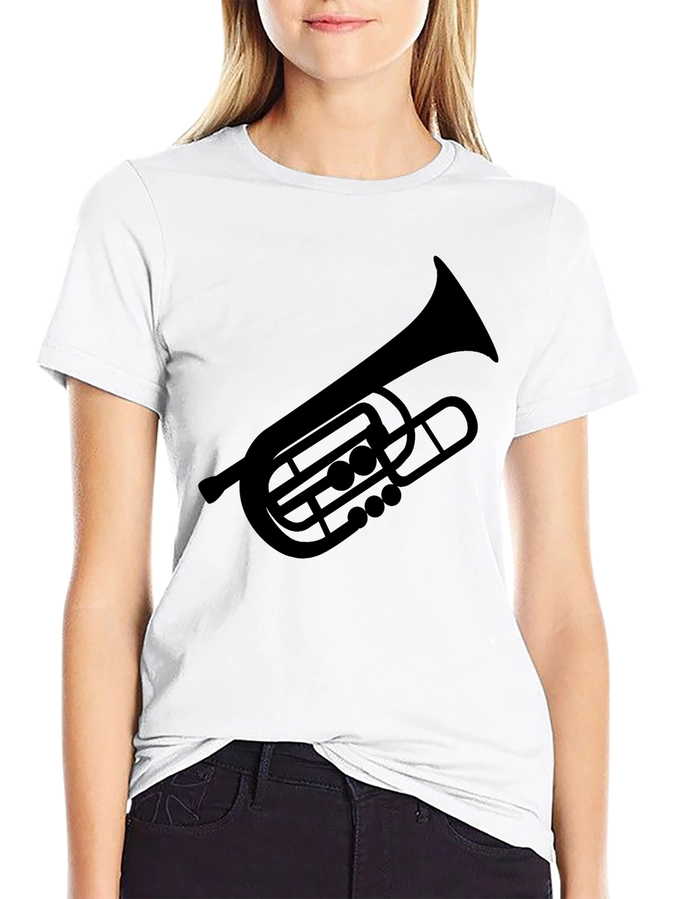 Black Tuba Graphic Tee - Black Cotton Musician Shirt view 9