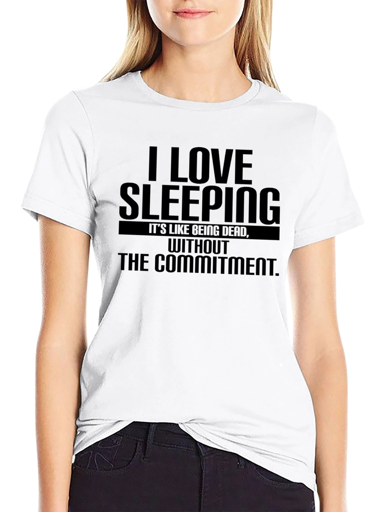 Black I Love Sleeping Funny Graphic T-Shirt view 9