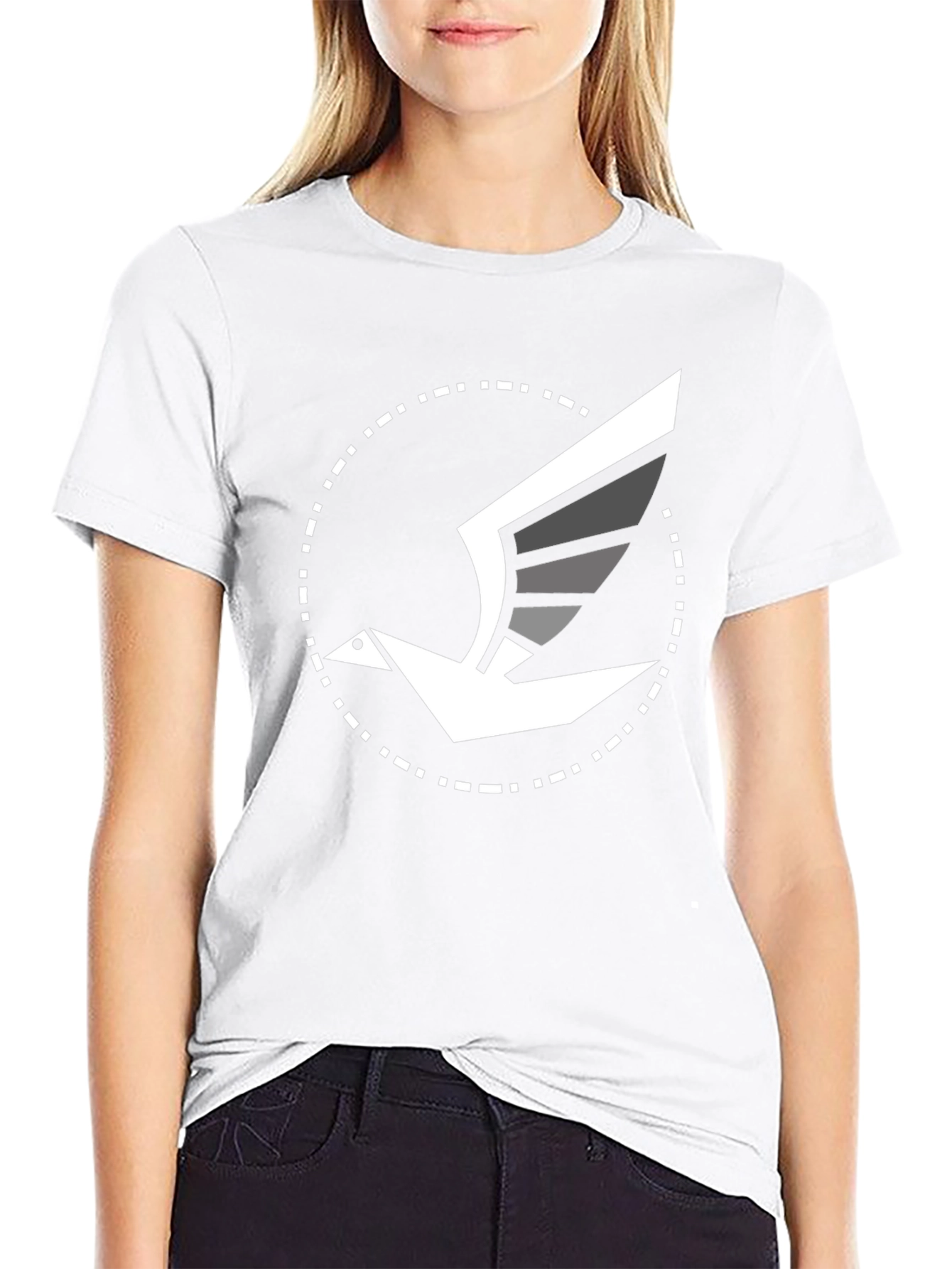 Black Modern Bird Graphic Tee - Black Cotton Blend view 9
