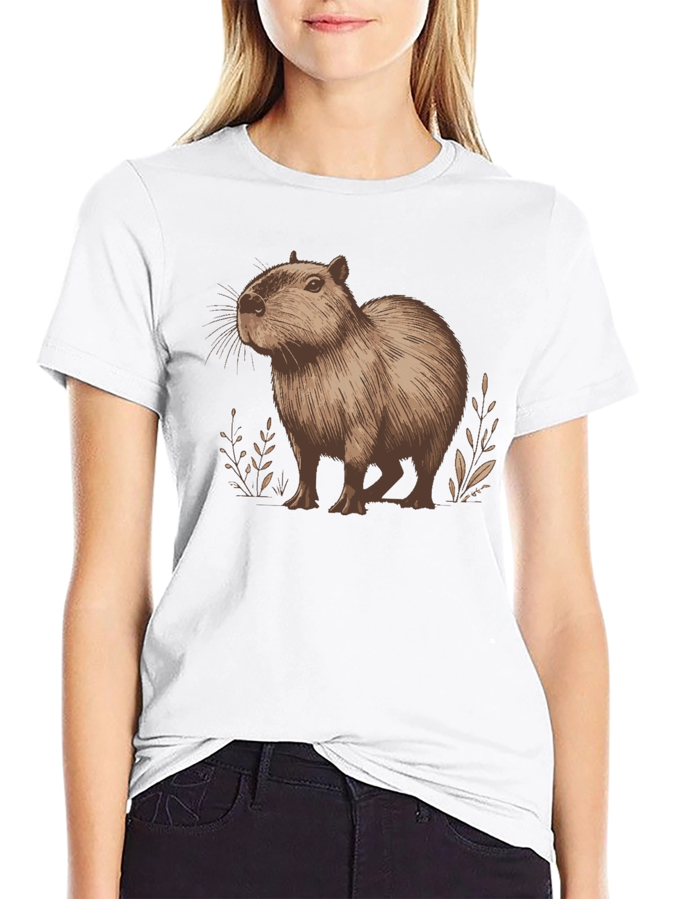 Black Capybara Graphic Tee - Unisex Cotton Shirt view 9