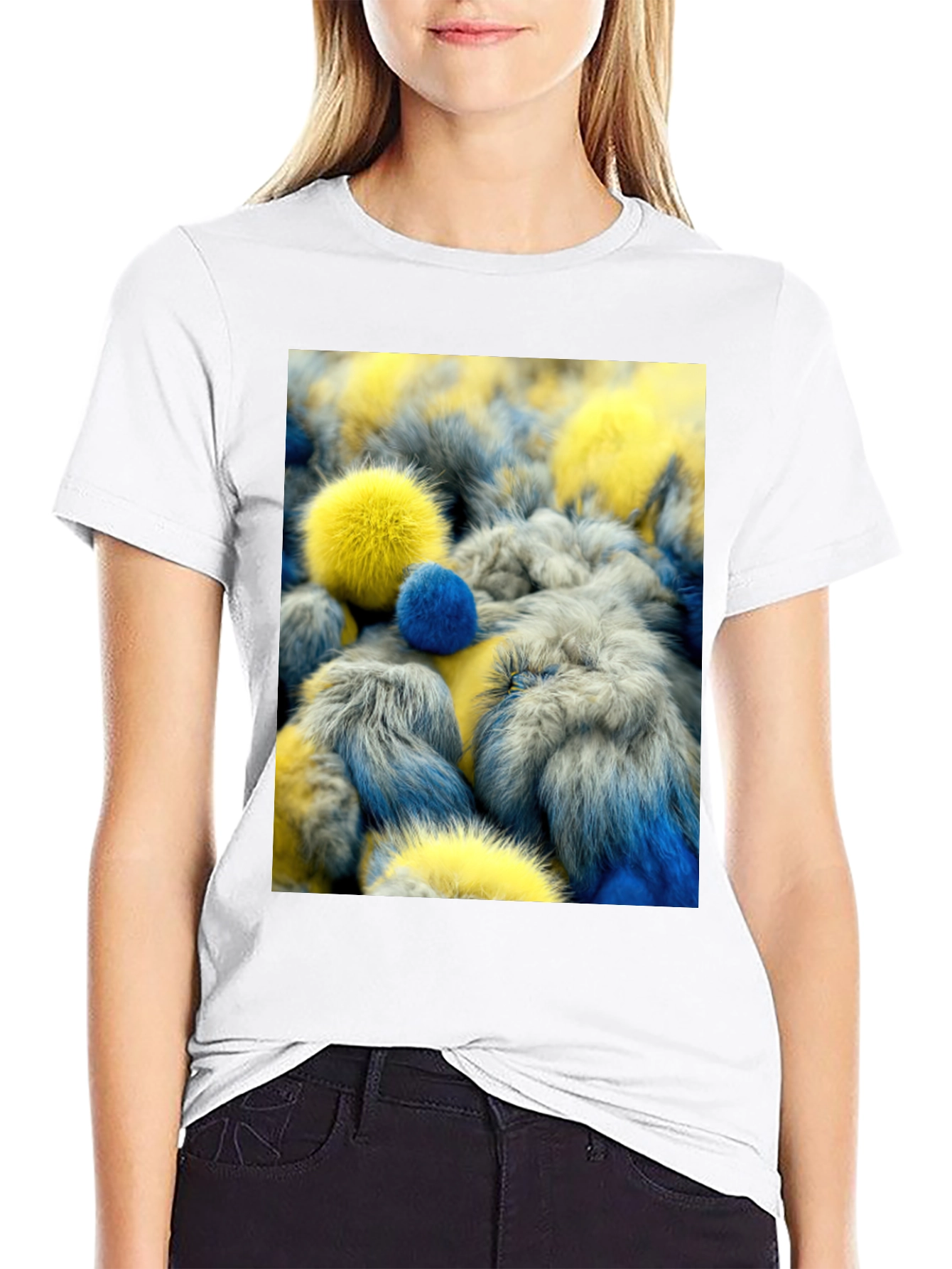 Black Fluffy Pom-Pom T-Shirt view 9
