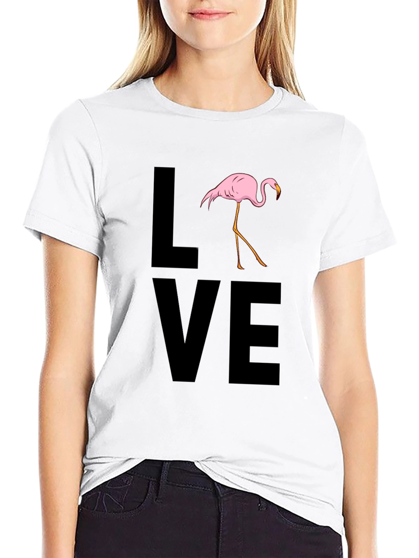 Black Flamingo LOVE Graphic T-Shirt - Black Casual Tee view 9