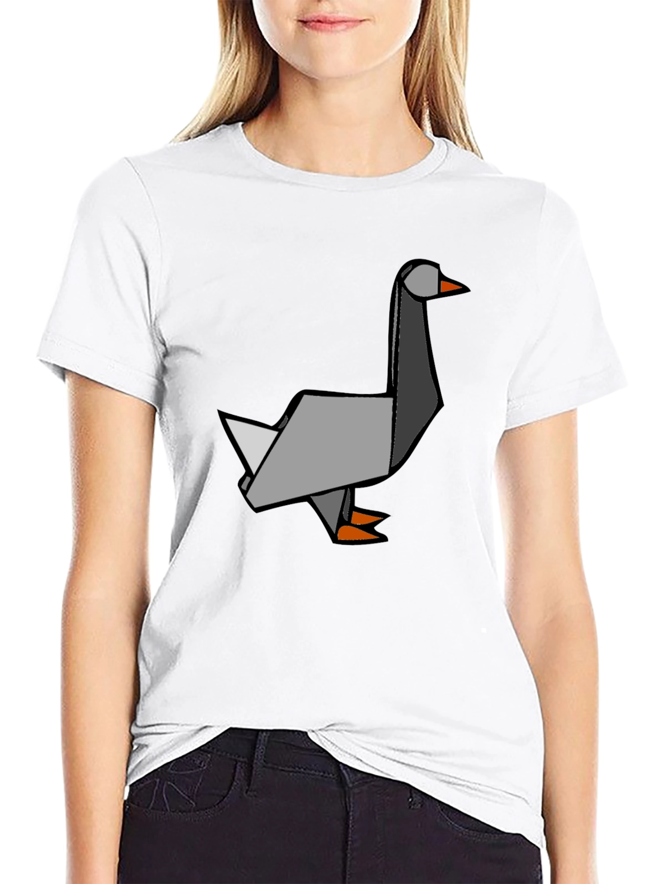 Black Origami Goose Graphic Tee - Unique Style view 9