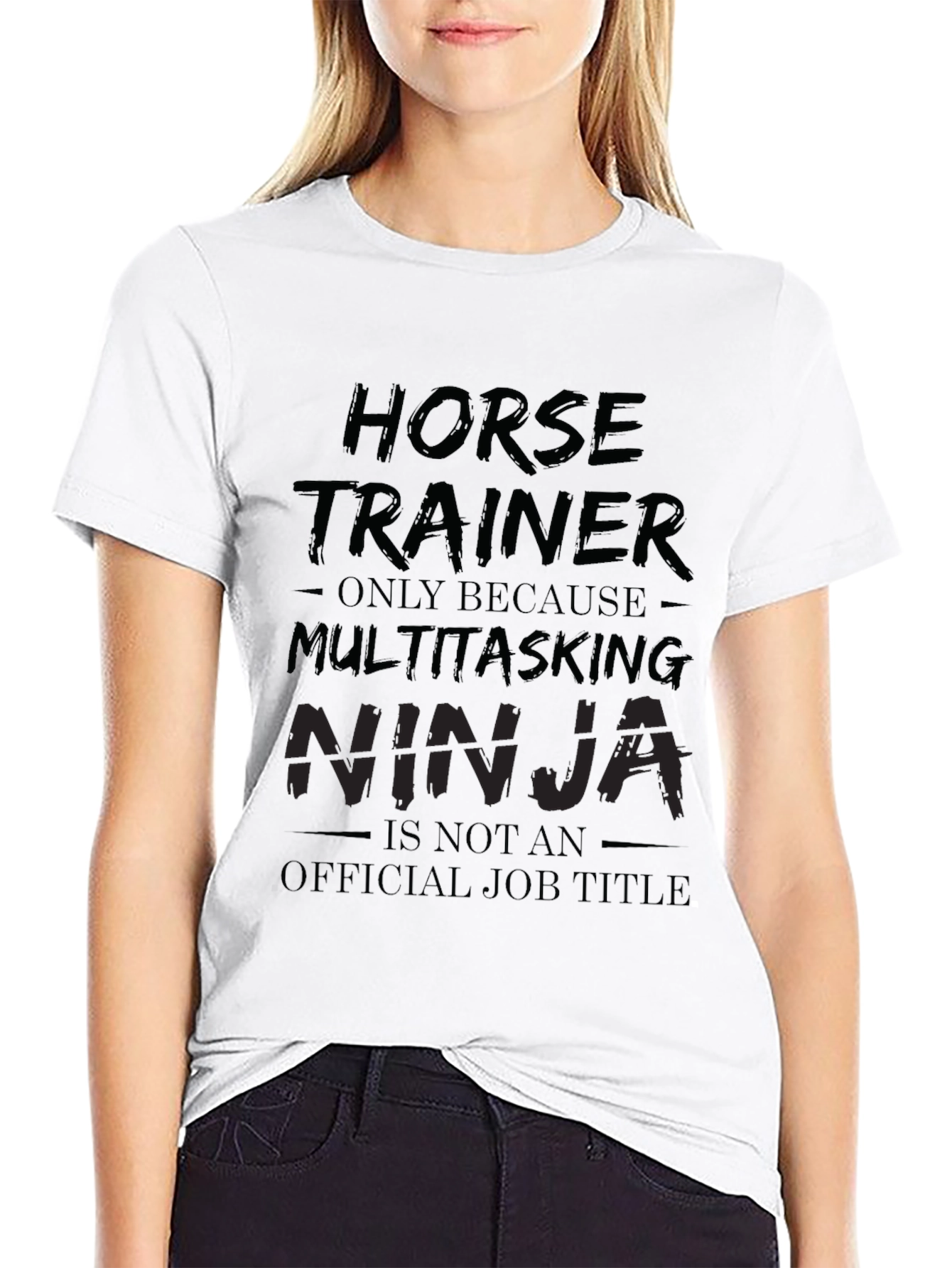 Black Horse Trainer Ninja Job Title Graphic Tee view 9