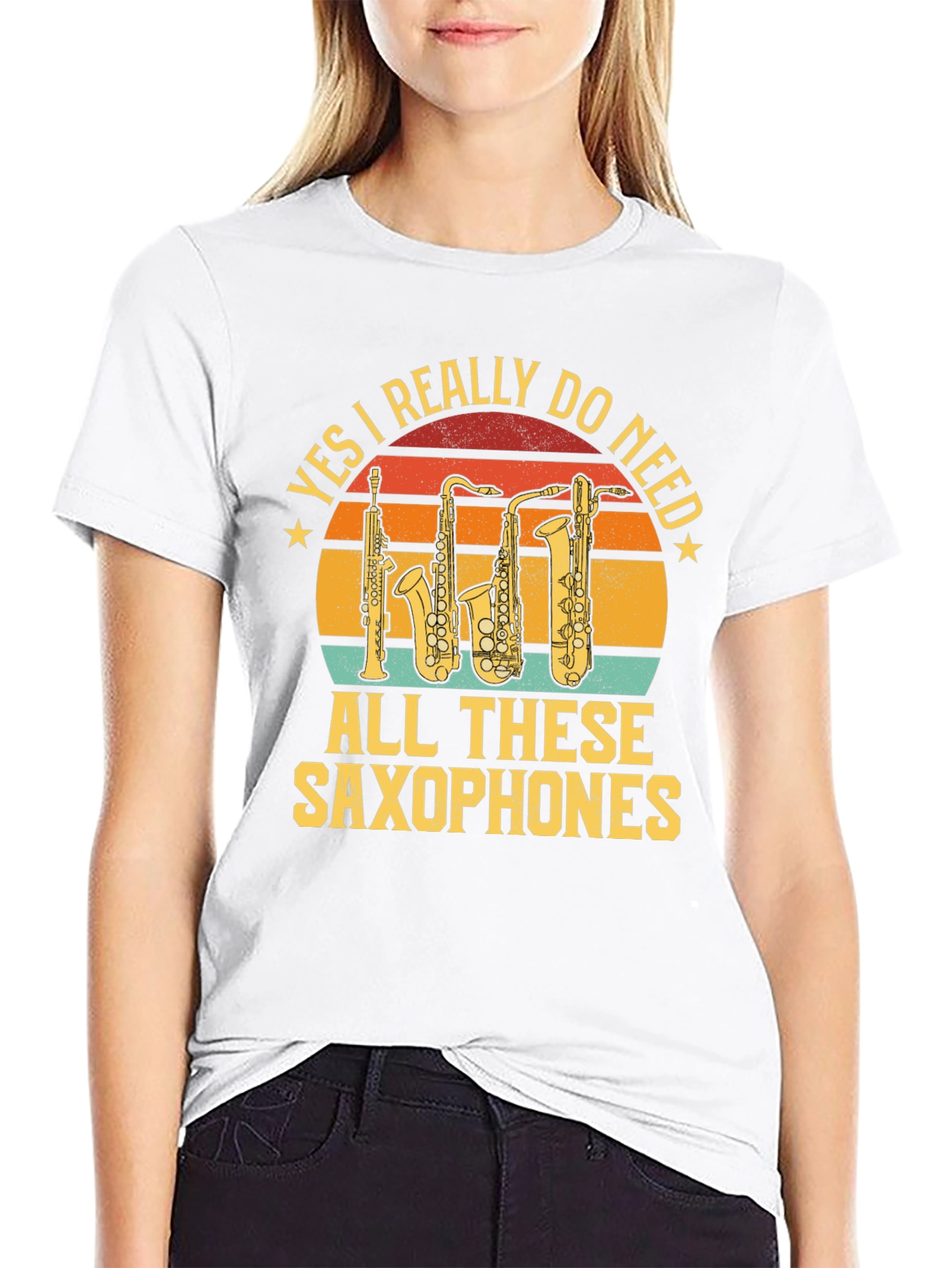 Black Saxophone Lover T-Shirt - Yes I Really Do Need Saxophones view 9