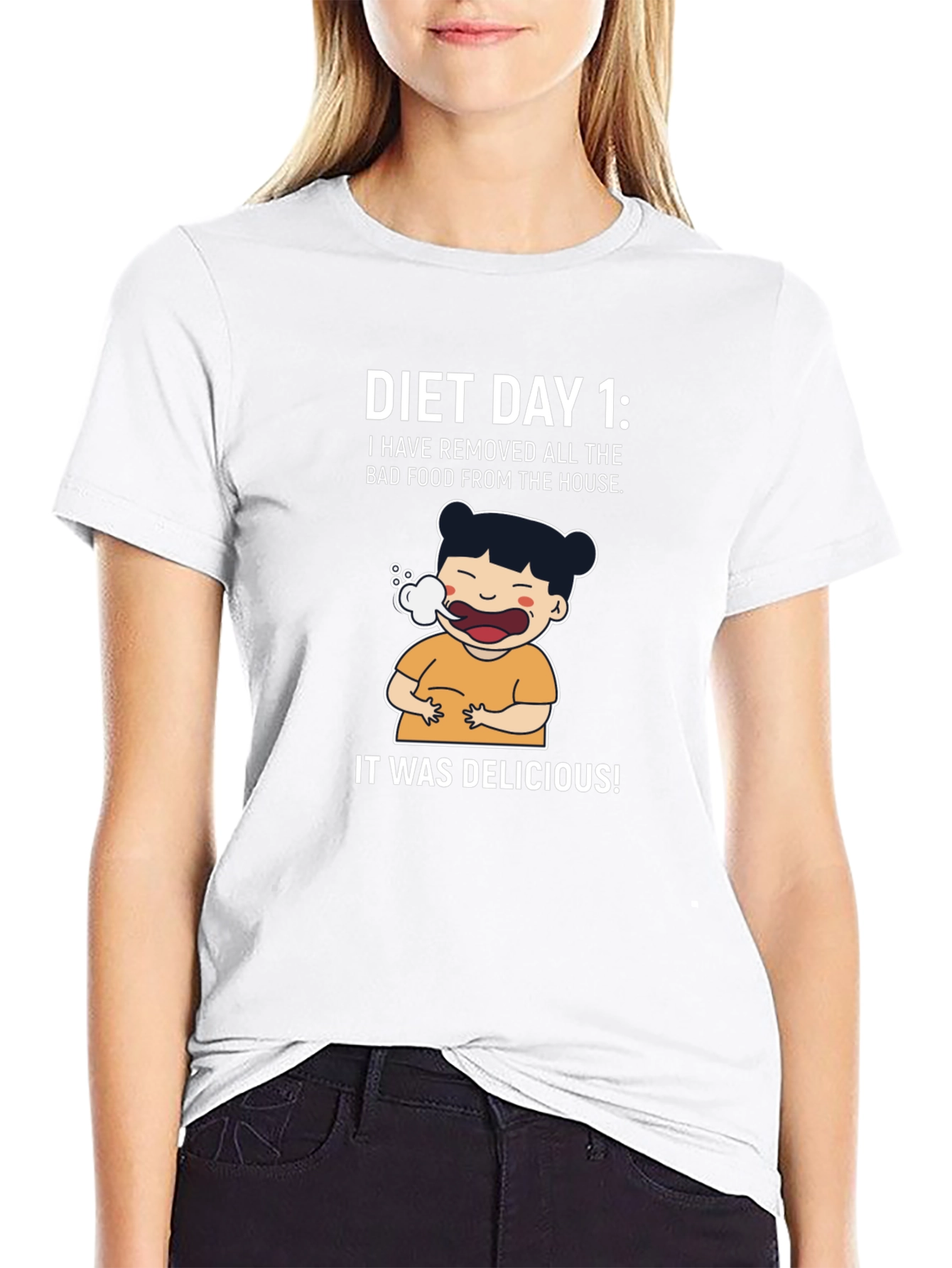 Black Diet Day 1 Funny Graphic Tee Shirt view 9
