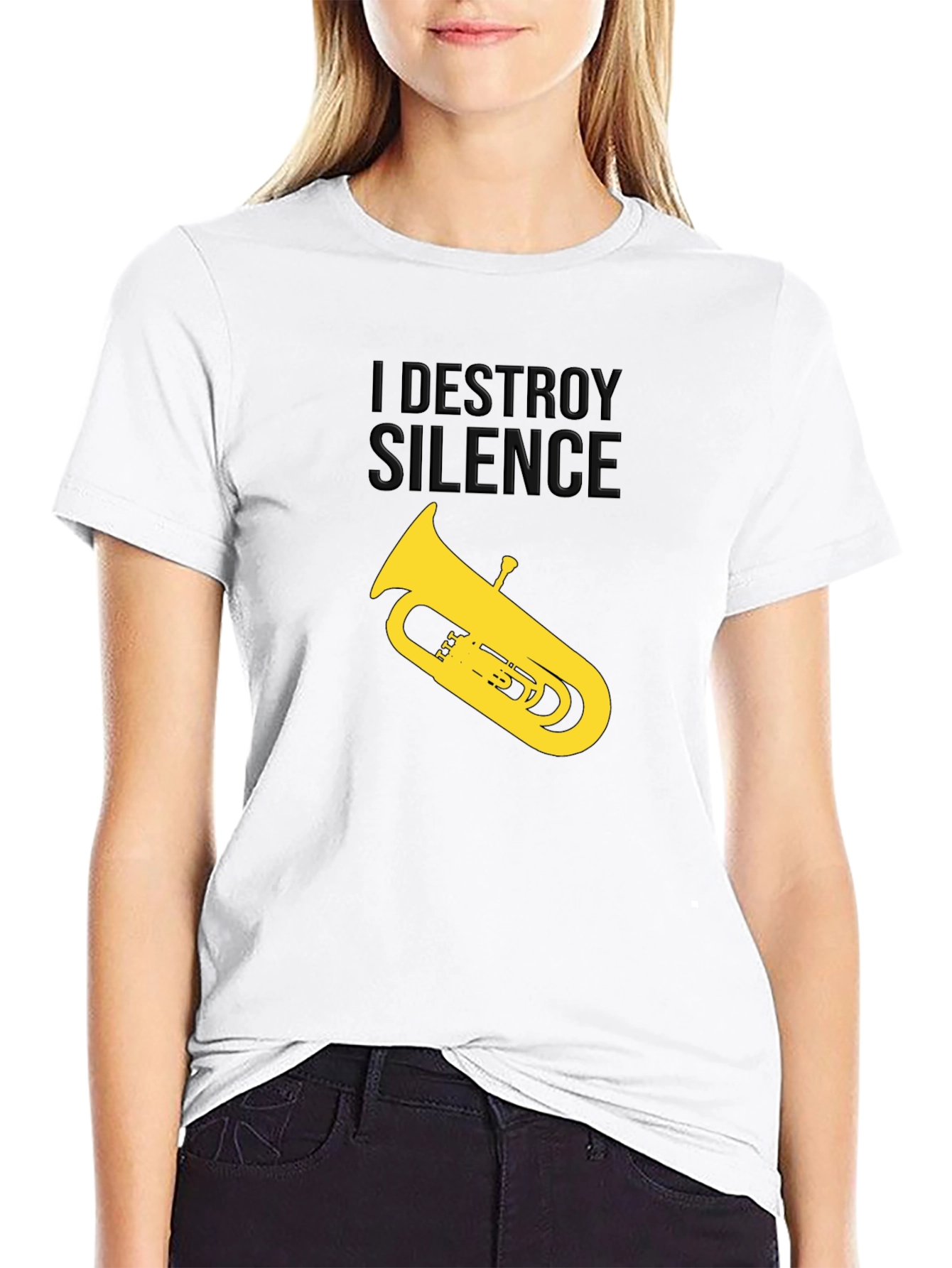 Black I Destroy Silence Tuba Graphic Tee view 9