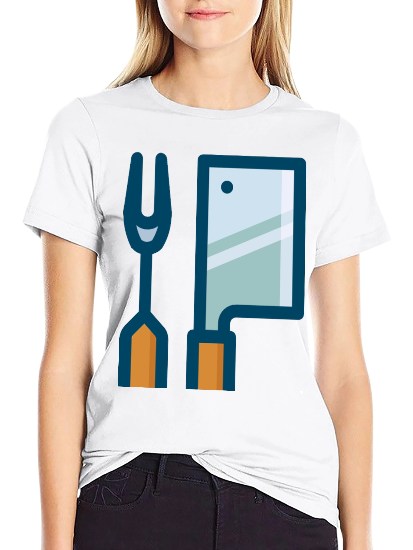 Black Butcher Fork & Cleaver Graphic Tee - Black view 9