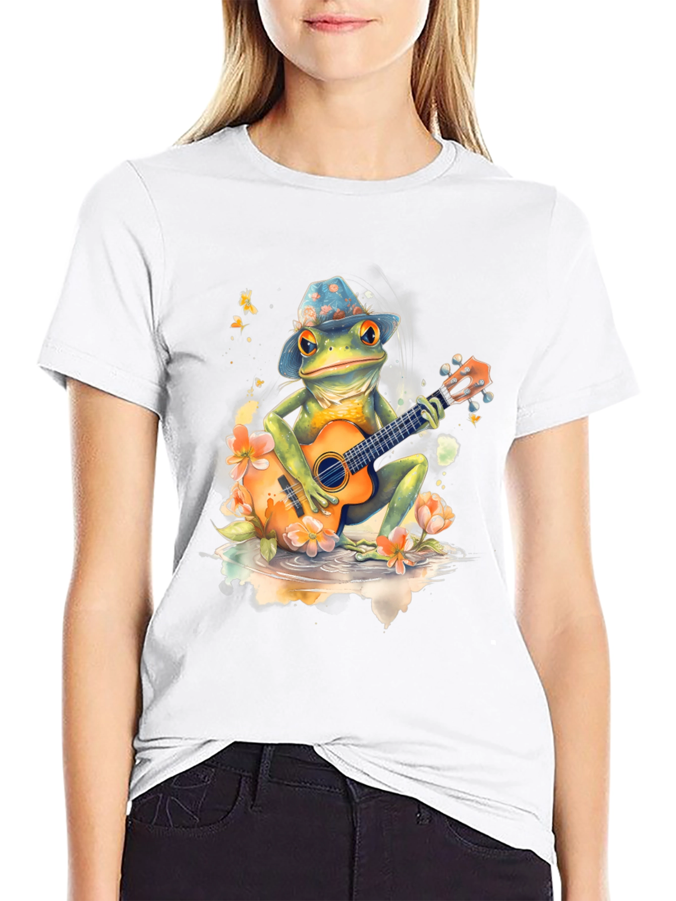 Black Frog Guitarist Graphic Tee - Musical Amphibian Style view 9